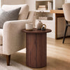 18" Round Fluted Side Table with Pedestal Drum Design and Non-Slip Foot Pads for Small Spaces-Walnut - Gallery View 1 of 10