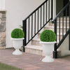 Set of 2 vintage white planters with pedestal base, 18 inches tall, perfect for indoor and outdoor decoration.