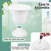 White 18-inch tall vintage planter with pedestal base, featuring a pre-marked drainage hole, ideal for indoor and.