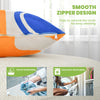 Square throw pillow with removable velvet cover featuring a smooth zipper for easy cleaning, perfect for couch or bed.