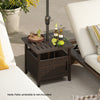Outdoor side table in brown PE wicker with 1.93" umbrella hole, ideal for patio or garden use.
