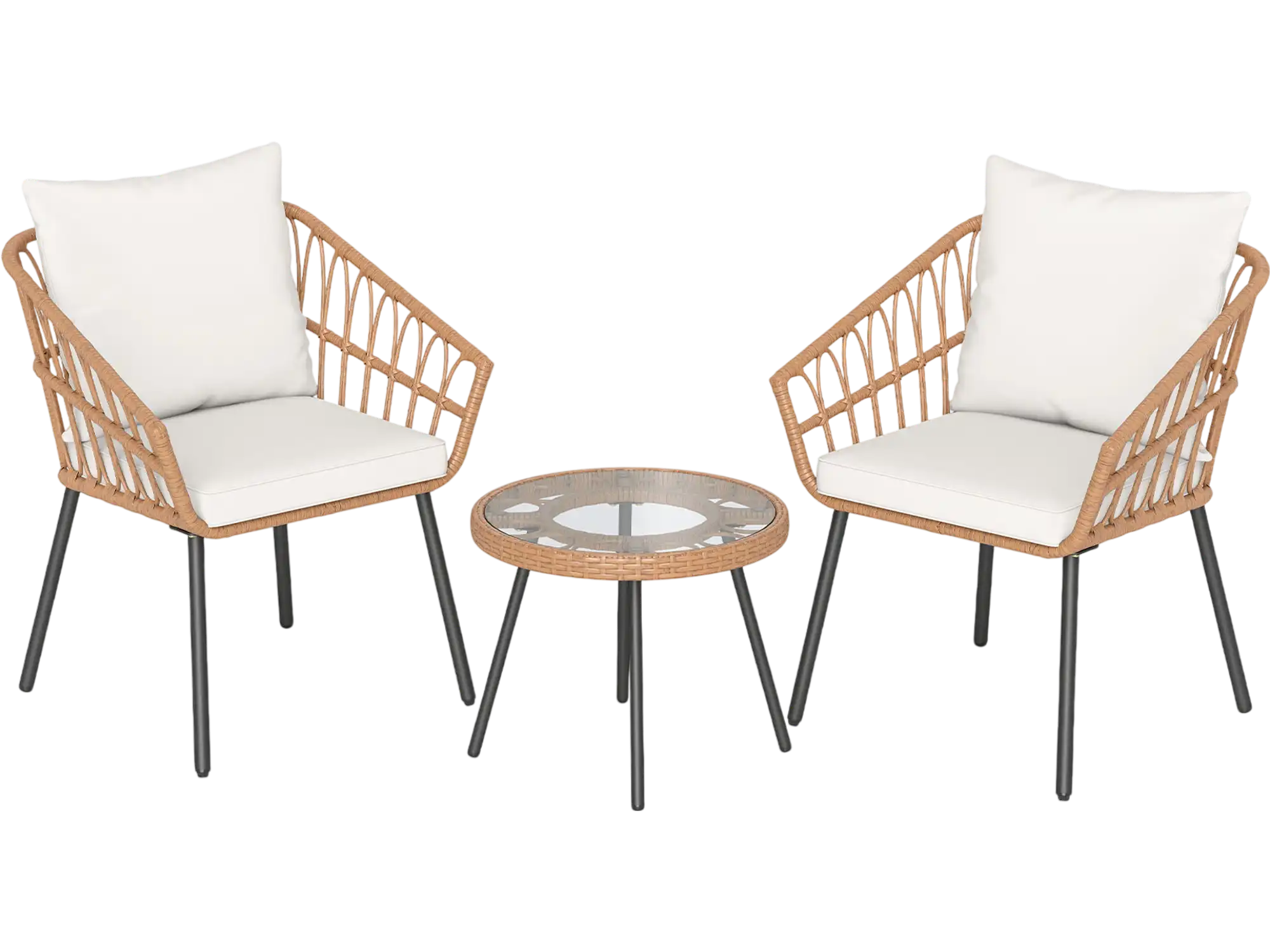 Costway 3-Piece Patio Bistro Set Heavy Duty Metal Frame 01586390 New