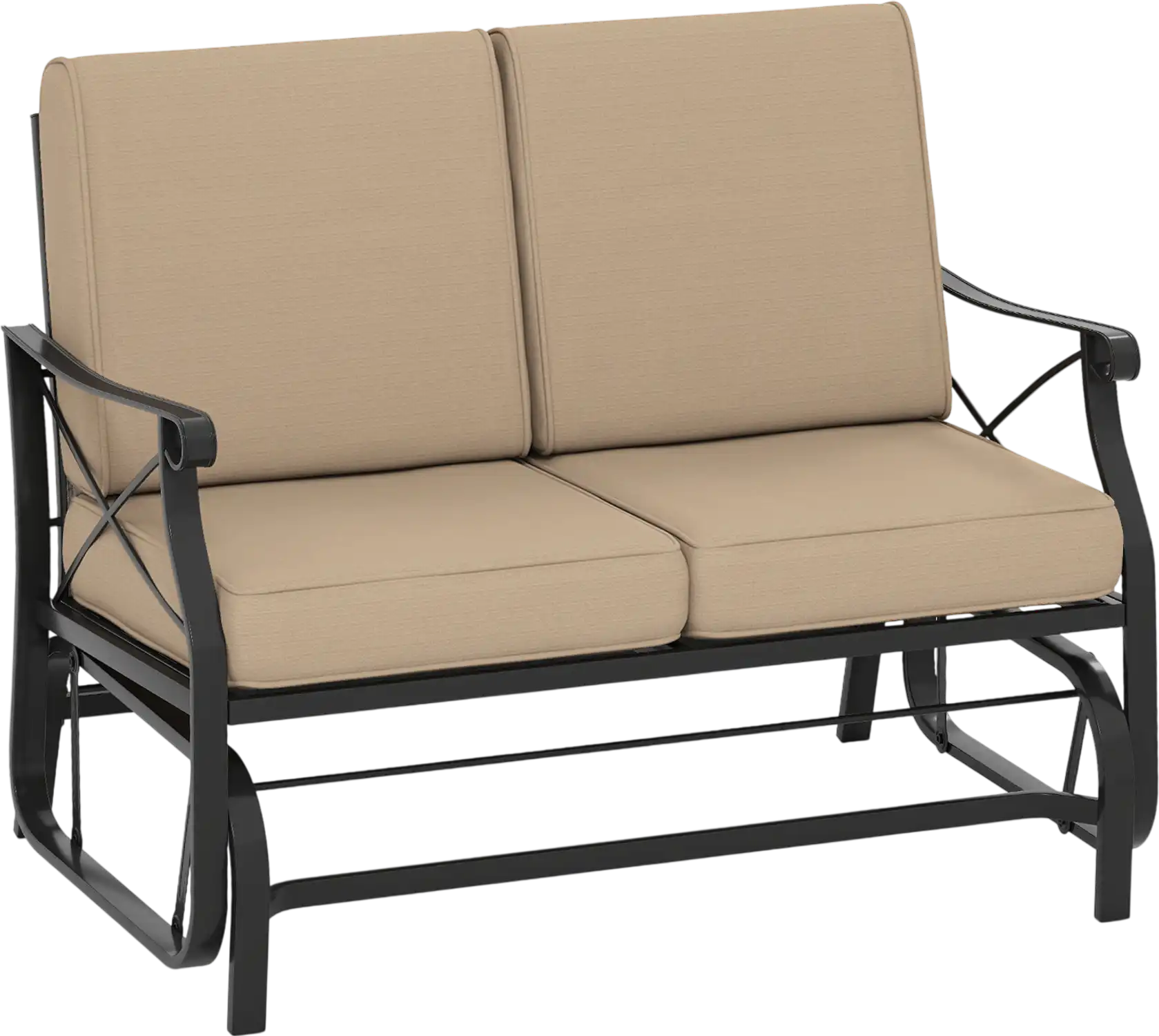 Costway Outdoor 2-Person Glider Rocking Loveseat Chair w/ Cushions Metal Frame 18099979 New