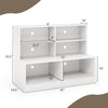 Entryway shoe cabinet in white with 4-cube storage, 2 compartments, and anti-tipping kits for safety and organization.