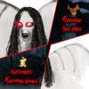 6.6 feet Halloween animatronic angel with light-up red eyes, flapping wings, and spooky details for indoor or covered.
