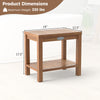 Teak wood shower bench with storage shelf, 19-inch size, sturdy design for bathroom or poolside use.