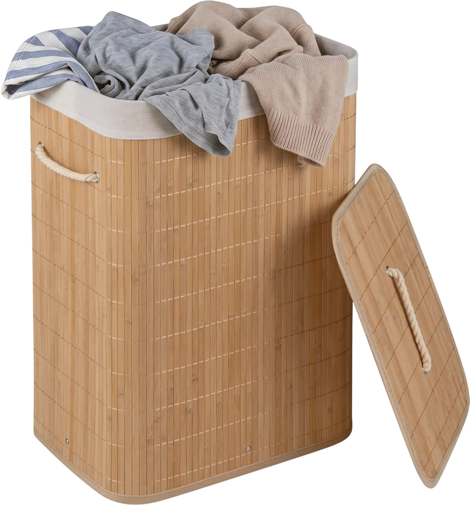 Costway 19 Gal Bamboo Clothes Hamper w/ Removable Liner Portable Handles 69218870 New