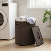 19 Gal Capacity Bamboo Clothes Hamper with Removable Liner and Portable Handles-Black - Gallery View 1 of 10