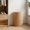 Bamboo laundry hamper with zippered lid, 19-gallon capacity, perfect for bedrooms and laundry rooms.