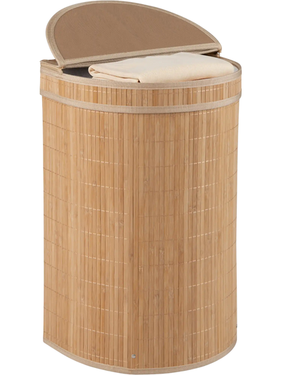 Costway 19 Gal Bamboo Laundry Hamper w/ Zippered Lid 47813954 New