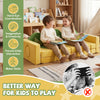 Modular kids play couch in soft velvet, filled with high-density foam, perfect for inspiring creativity and family.