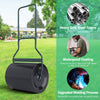 Lawn roller with U-shaped handle, 16-gallon capacity, waterproof coating, ideal for flattening uneven ground.