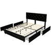 Full/Queen PU leather upholstered platform bed with 4 drawers, featuring a button tufted headboard for stylish storage.