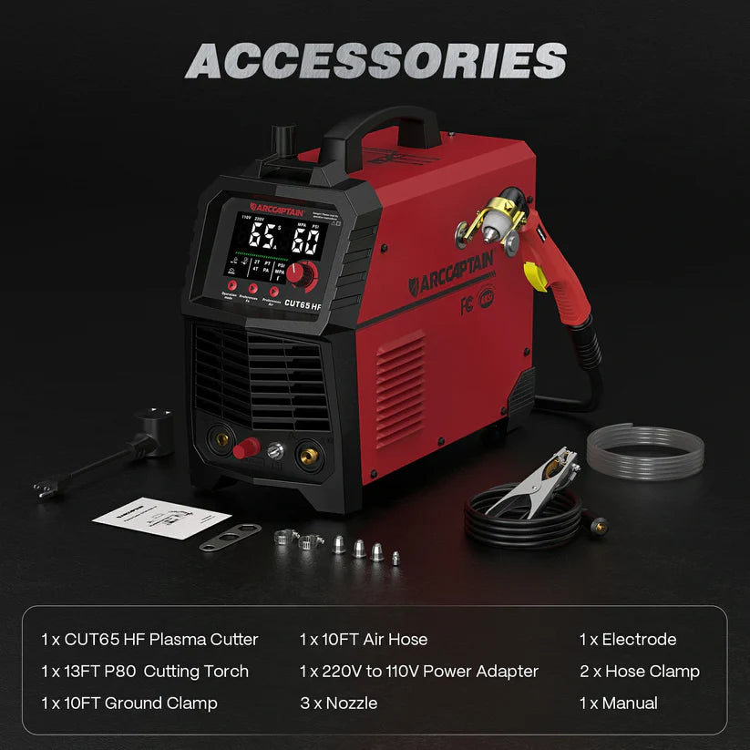Arccaptain CUT65 HF Plasma Cutter Heavy-Duty 65A Pilot Arc 110/220V New