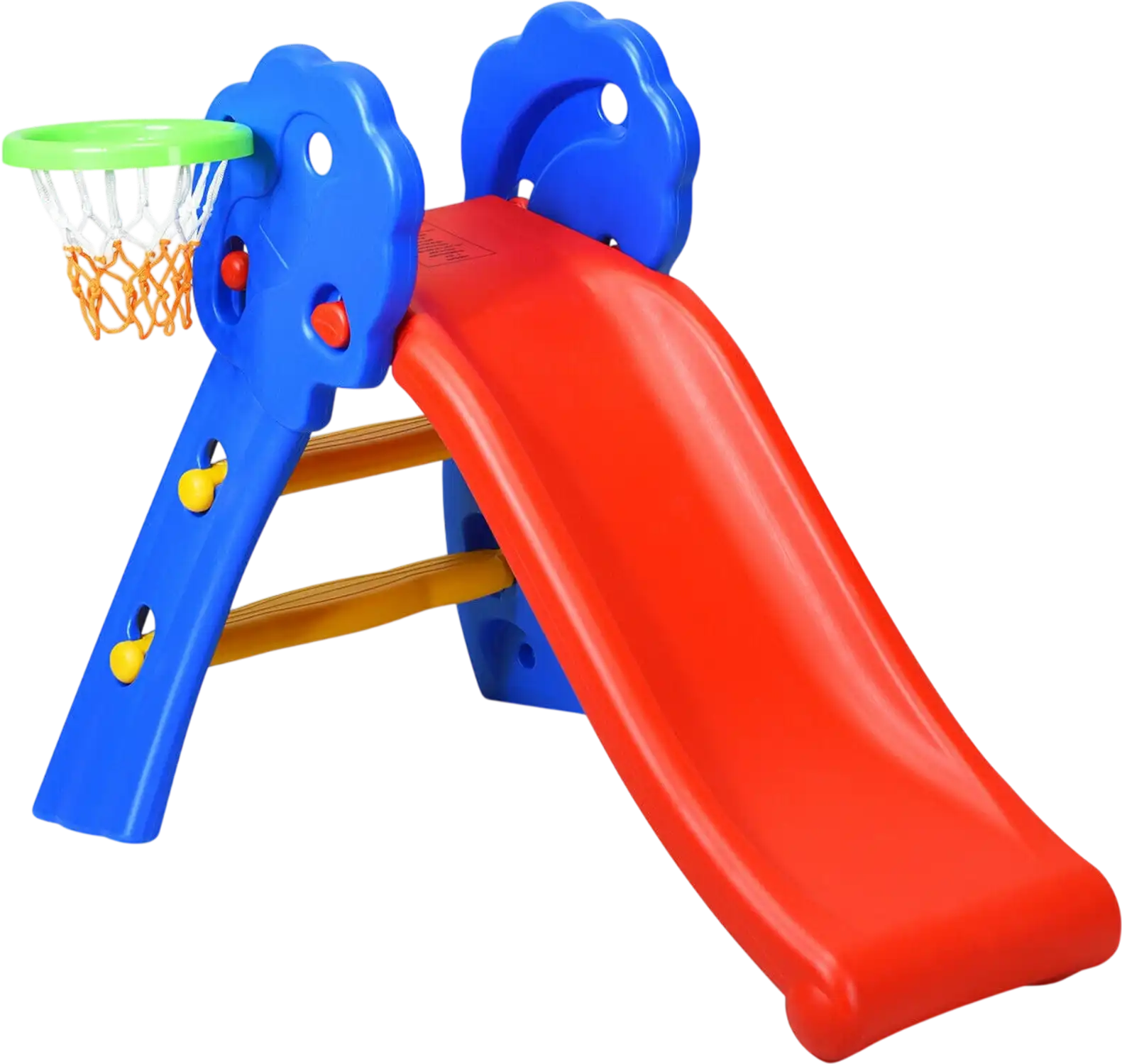 Costway 2-Step Indoor Kids Folding Plastic Slide w/ Basketball Hoop 80731294 New