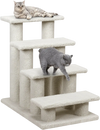 4-step beige cat stairs with scratching posts, providing a stable and comfortable climbing space for indoor cats.