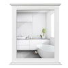 Wall-mounted white vanity mirror with shelf, high-quality MDF, elegant design, ideal for bathroom or living room use.