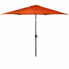 9 ft orange patio umbrella with crank, featuring a sturdy steel pole and tilt operation for versatile outdoor use.