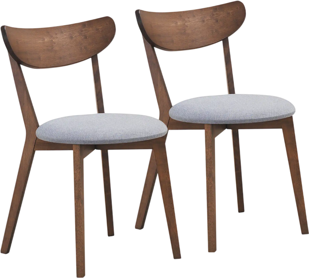 Set of 2 Dining Chairs Upholstered Curved Back Side