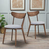 Set of 2 dining chairs with upholstered curved back, rubber wood legs, perfect for kitchen or dining room elegance.