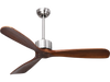 52-inch ceiling fan with three solid wood blades and brushed nickel finish, ideal for bedrooms and living rooms.
