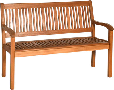 Costway 2-Person Solid Wood Garden Bench Curved Backrest Wide Armrest 51746382 New