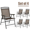 Set of 4 patio folding chairs featuring a heavy-duty steel frame and breathable fabric, ideal for outdoor activities.