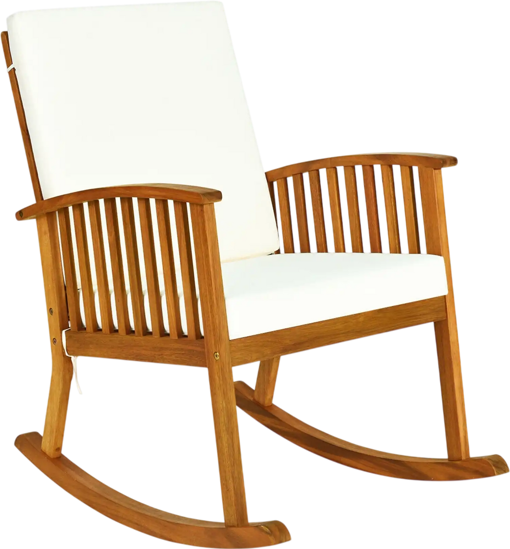 Outdoor Acacia Wood Rocking Chair with Detachable Washable Cushions