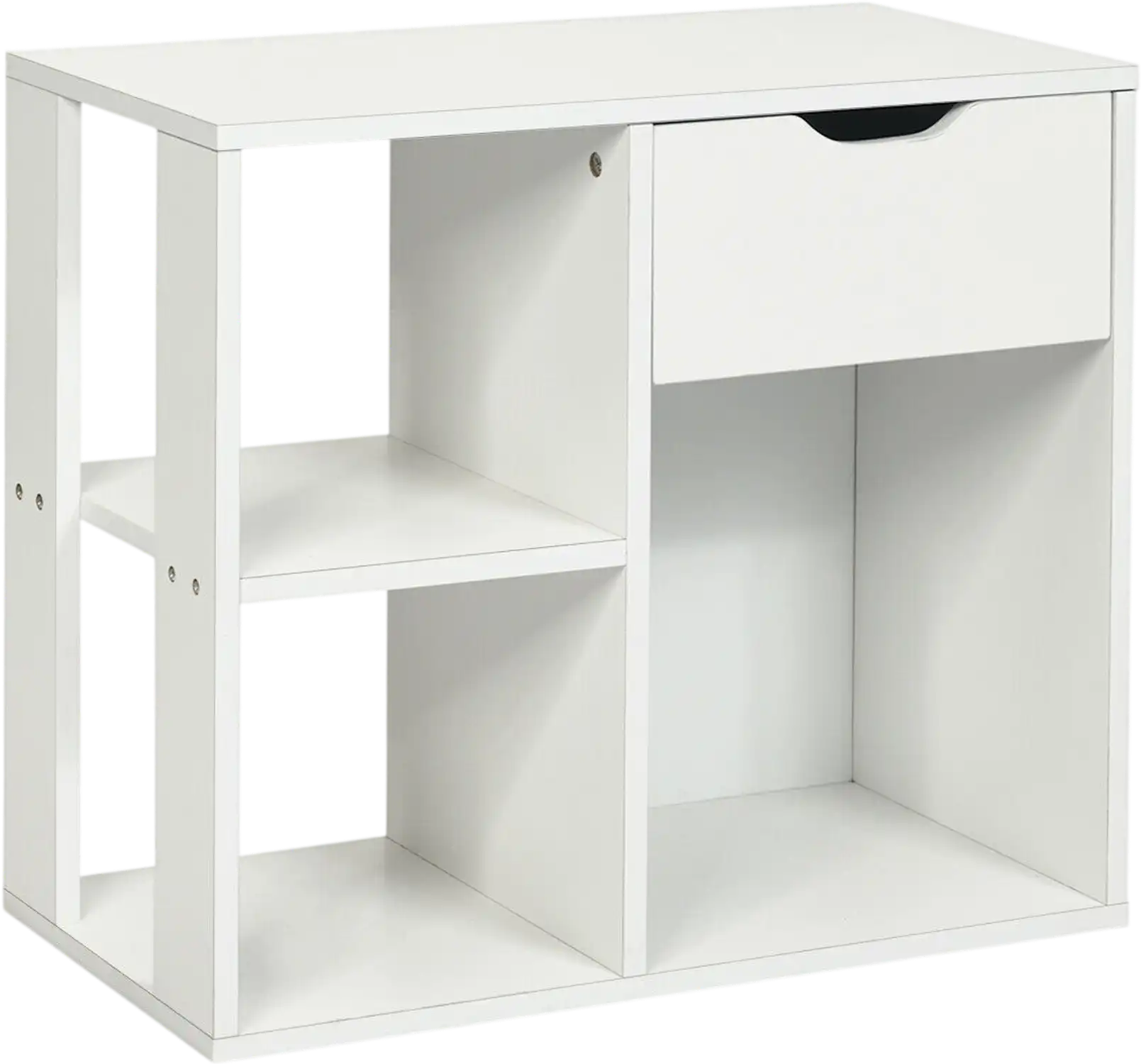 Costway 3-Cube 2-Tier Wooden Bookcase Storage Shelf w/ Pull-Out Drawer 52847193 New