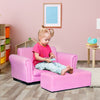  Soft Kids Double Sofa with Ottoman-Pink - Gallery View 1 of 11
