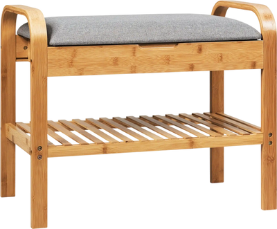 Costway Bamboo Shoe Rack Bench Storage Shelf Entryway Hallway Bedroom 34958021 New