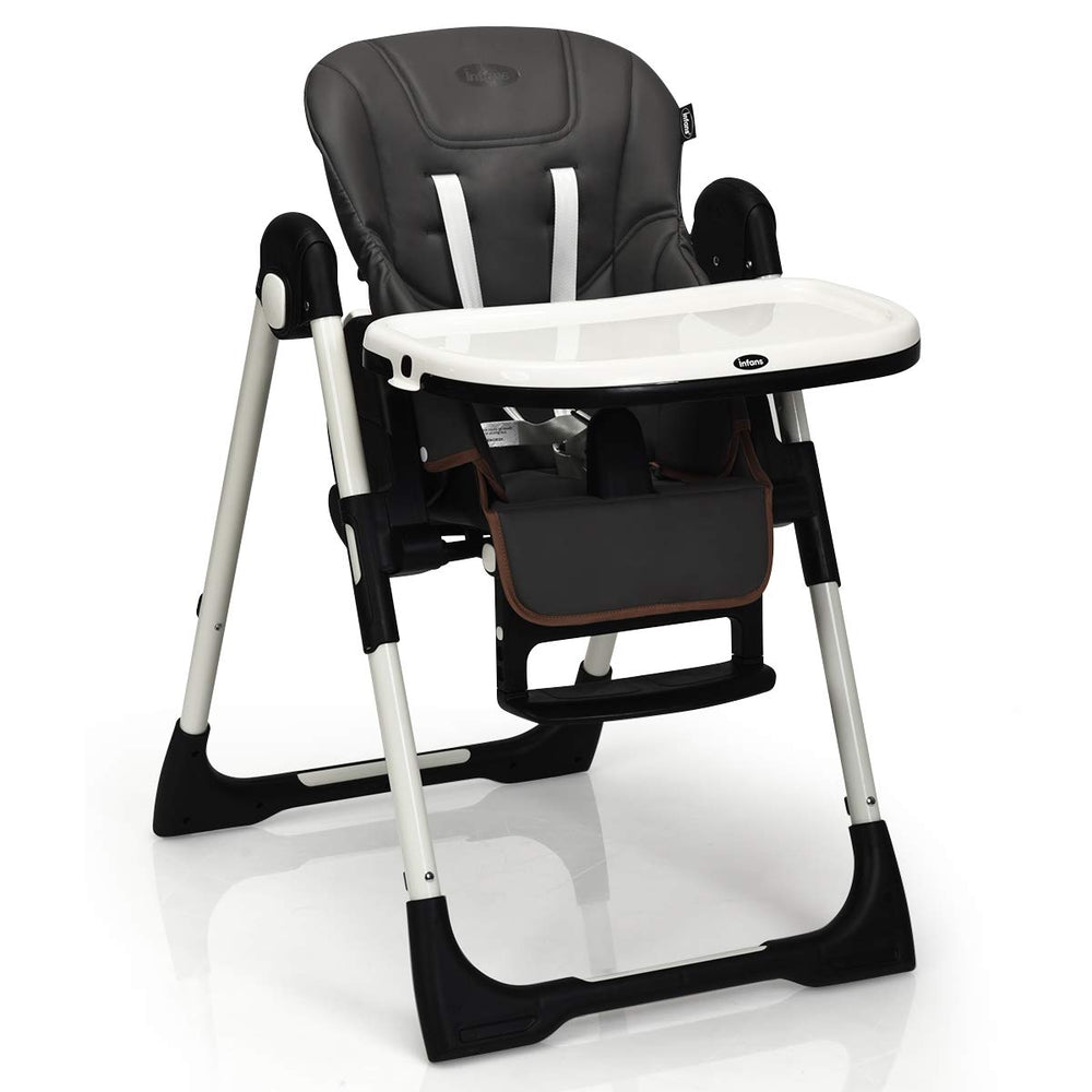Foldable High chair with Multiple Adjustable Backrest-Dark Gray - Gallery View 1 of 7