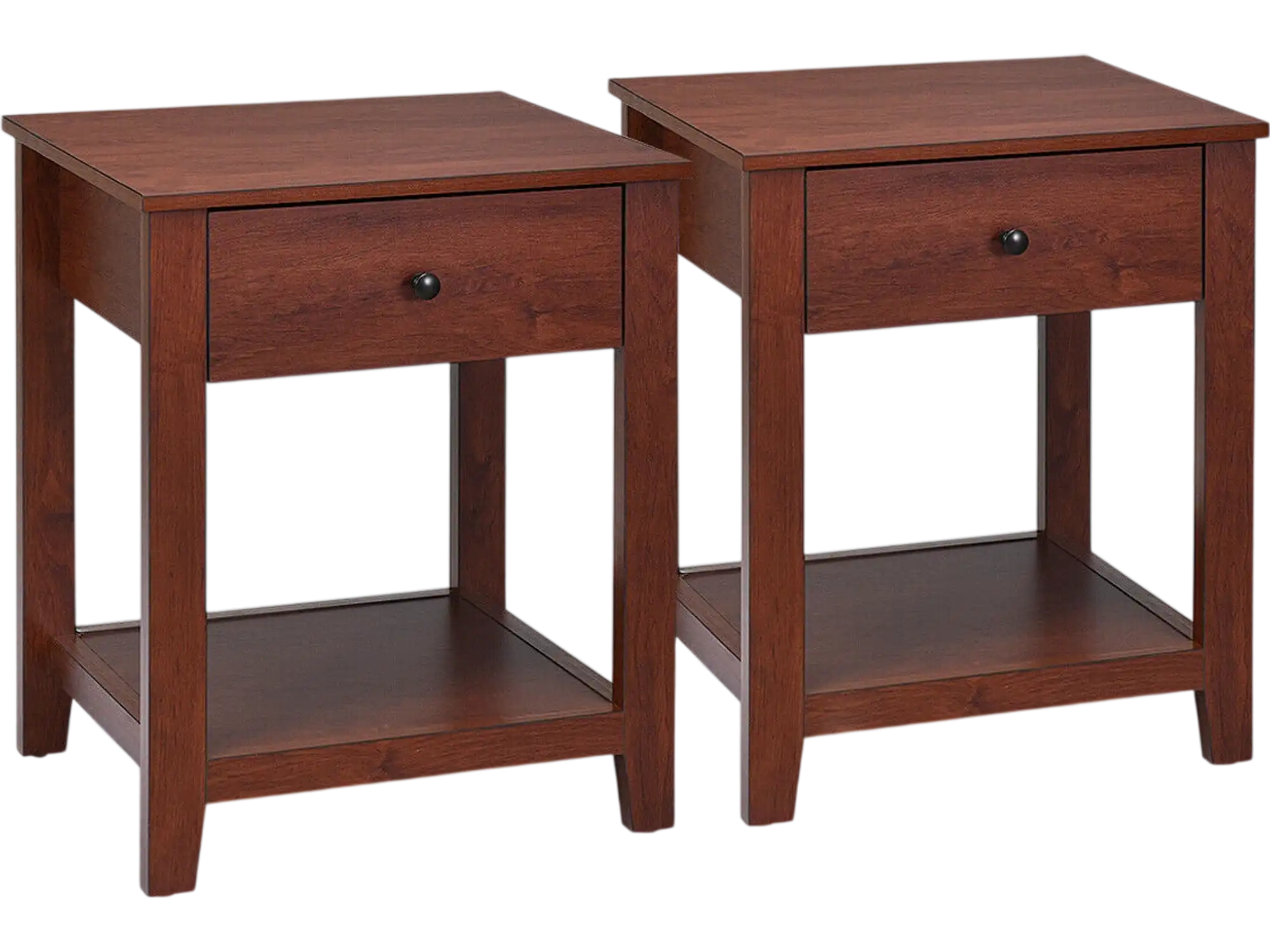 Costway Set of 2 Nightstands w/ Storage Shelf Pull Handle 02985763 New