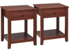 Set of 2 Nightstand with Storage Shelf and Pull Handle