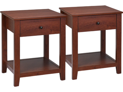 Costway Set of 2 Nightstands w/ Storage Shelf Pull Handle 02985763 New