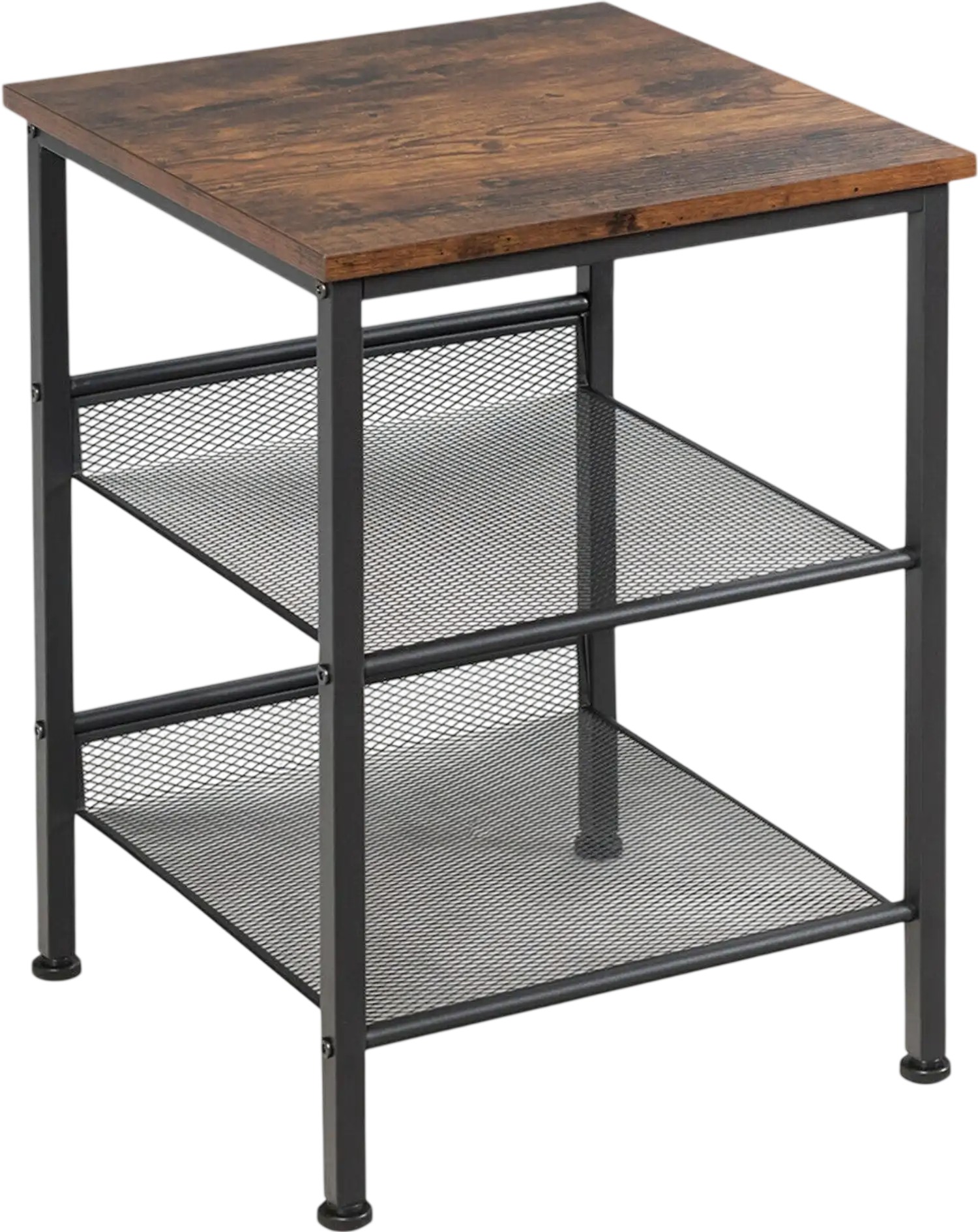 Costway 3-Tier Industrial End Table w/ Mesh Adjustable Shelves 46015328 New