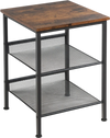 3-Tier Industrial End Table with Mesh Shelves and Adjustable Shelves