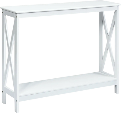 Costway 2-Tier X-Design Console Sofa Side Accent Table 10792846 New