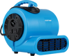 Blue 3-speed air mover with 2800 CFM airflow, adjustable angles, and anti-slip feet for efficient drying in various environments.