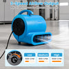 Blue 3-speed air mover with 2800 CFM airflow, adjustable angles, and anti-slip feet for efficient drying tasks.