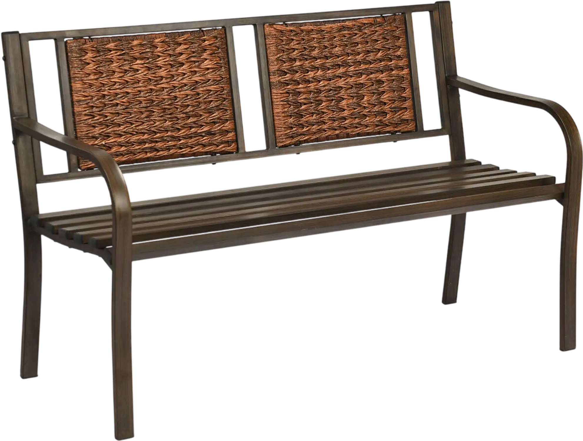 Costway Patio Garden Bench Powder Coated Steel Frame Lawn 93781620 New