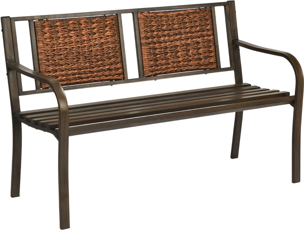 Patio Garden Bench with Powder Coated Steel Frame for Lawn