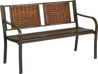 Costway Patio Garden Bench Powder Coated Steel Frame Lawn 93781620 New