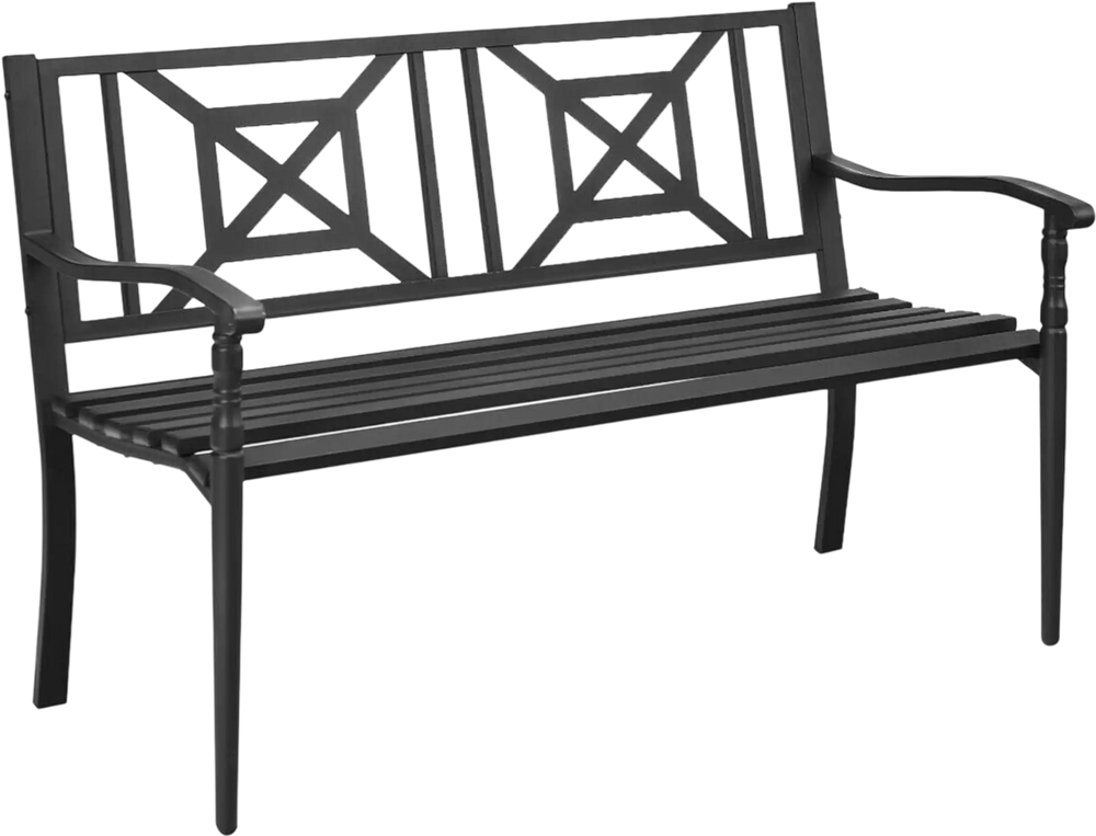 Patio Garden Bench with Powder Coated Steel Frame