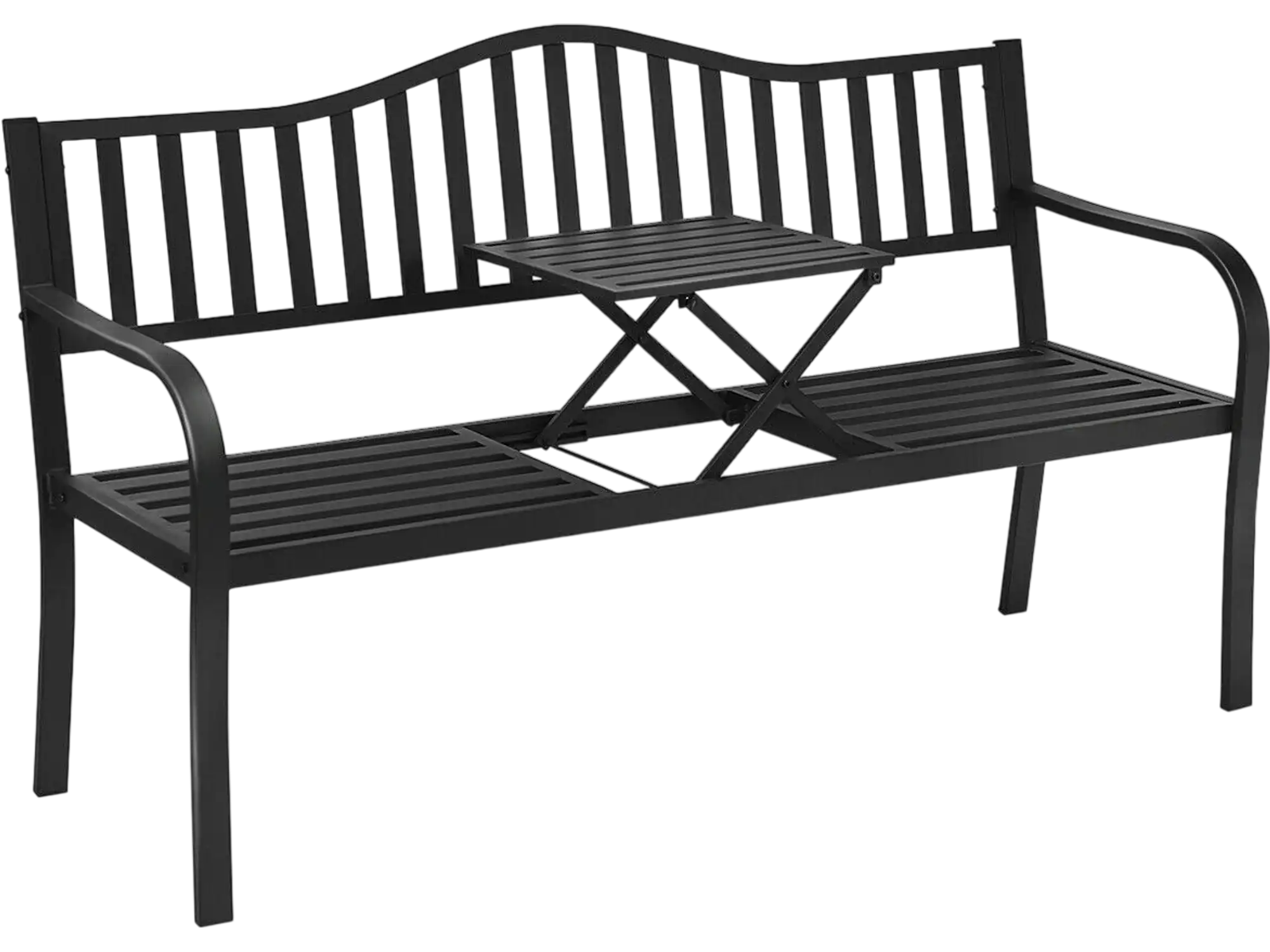 Costway Patio Garden Bench Steel Frame Adjustable Center Table 72368149 New