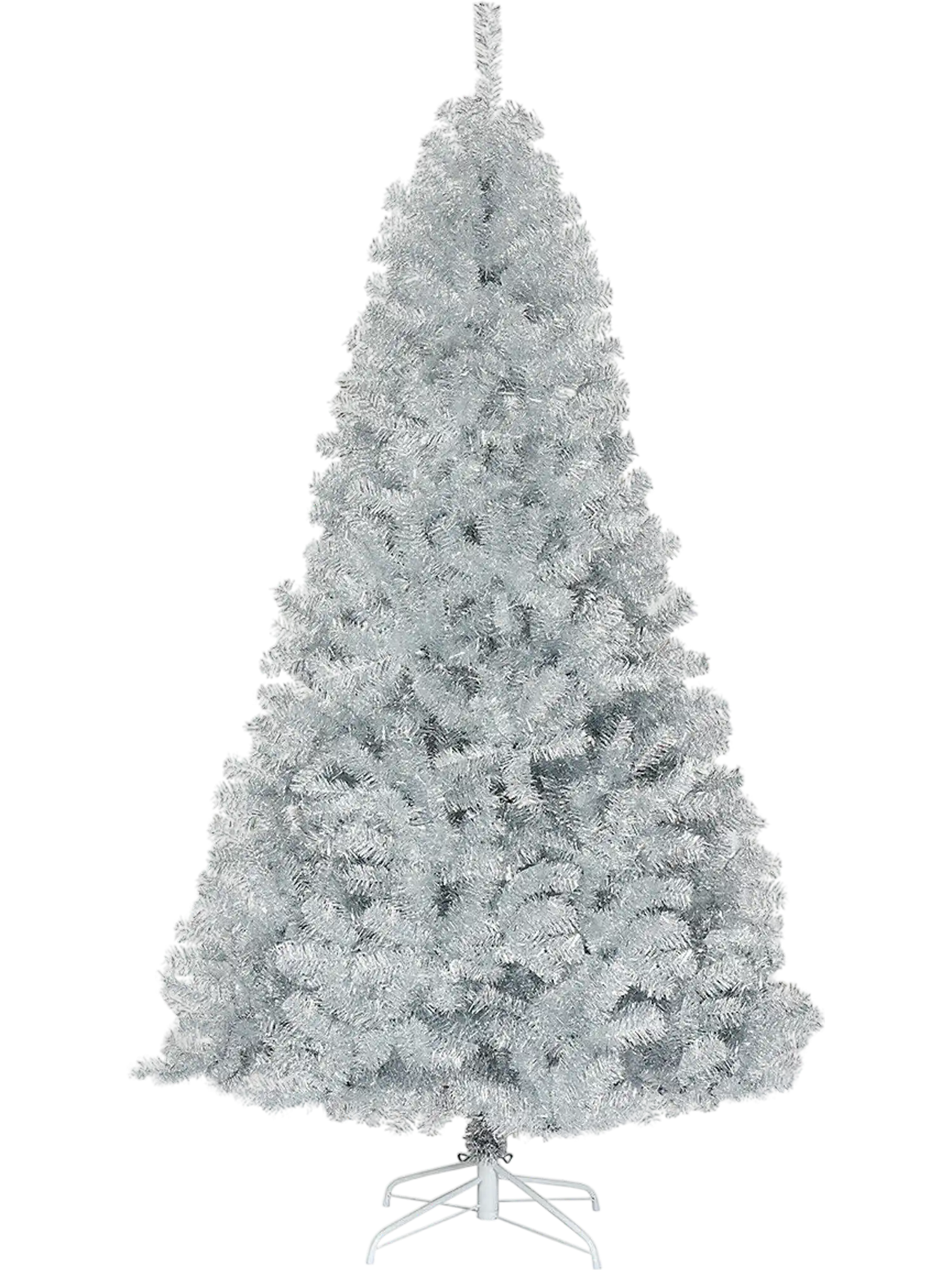 Costway 7.5' Hinged Unlit Artificial Silver Tinsel Christmas Tree 34519028 New