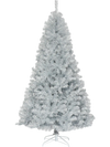 7.5 Ft Hinged Unlit Artificial Silver Tinsel Christmas Tree