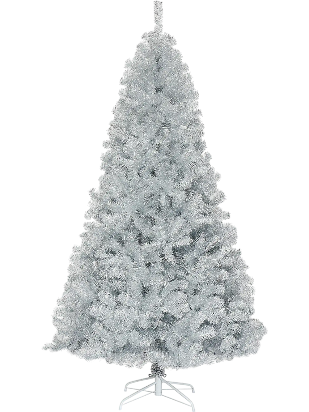 7.5 Ft Hinged Unlit Artificial Silver Tinsel Christmas Tree