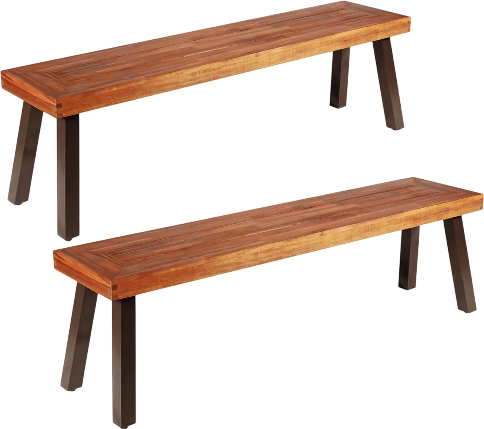 Costway Set of 2 Patio Acacia Wood Dining Benches 95364780 New