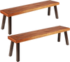 Set of 2 Patio Acacia Wood Dining Benches